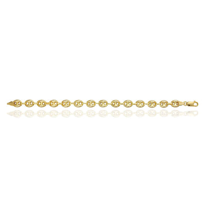18K Yellow Gold Over Silver 8mm Puffed Anchor Mariner Bracelet 7.5"-9.5"