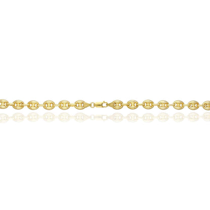 18K Yellow Gold Over Silver 9mm Puffed Anchor Mariner Chain Necklace 16"-24"