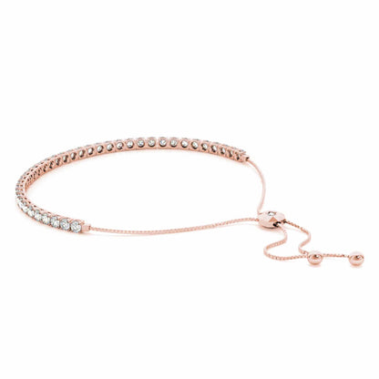 3.75CTW Real Diamond In-Line 14K Gold Bolo Tennis Bracelet 5"-9.25" Adjust.