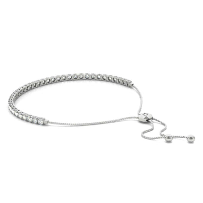 3.75CTW Real Diamond In-Line 14K Gold Bolo Tennis Bracelet 5"-9.25" Adjust.