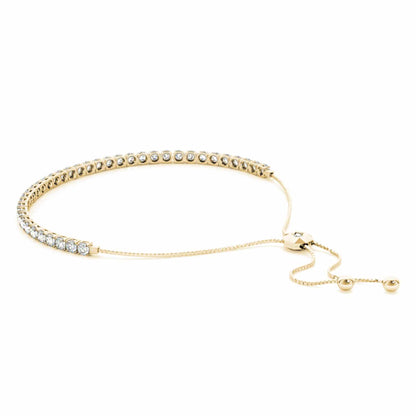 3.75CTW Real Diamond In-Line 14K Gold Bolo Tennis Bracelet 5"-9.25" Adjust.