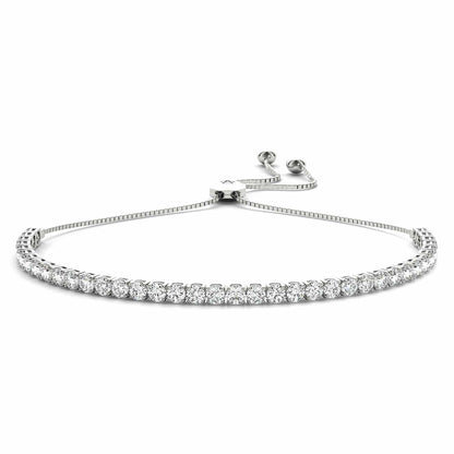 3.75CTW Real Diamond In-Line 14K Gold Bolo Tennis Bracelet 5"-9.25" Adjust.
