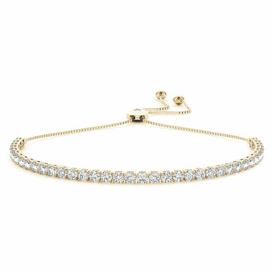 3.75CTW Natural Diamond 14K Yellow Gold In - Line Bolo Tennis Bracelet Adjustable 5" - 9.25" - WJD Exclusives