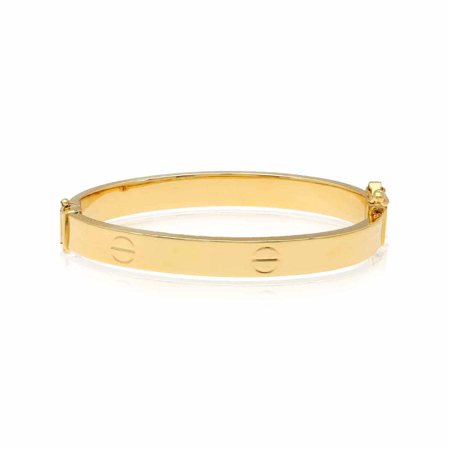 14K Gold 6mm Screw Pattern Bangle Bracelet (Hollow) 5.25"