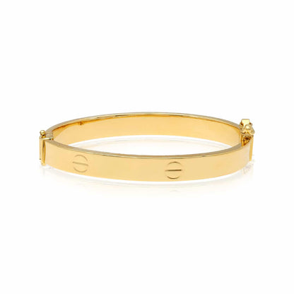 14K Gold 6mm Screw Pattern Bangle Bracelet (Hollow) 5.25"