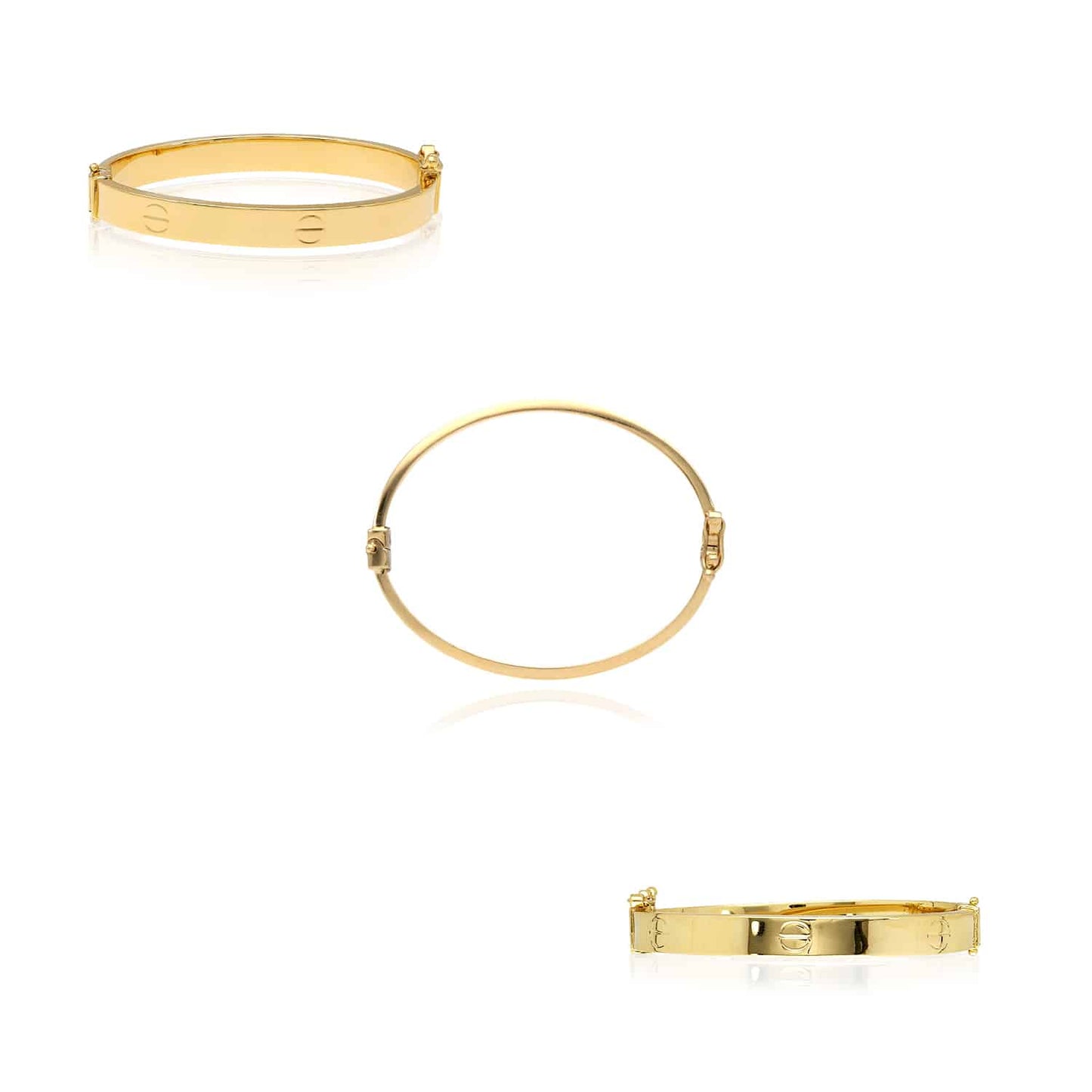 14K Gold 6mm Screw Pattern Bangle Bracelet (Hollow) 5.25"