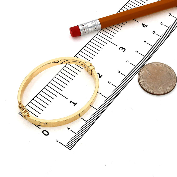 14K Yellow Gold 6mm Screw Pattern Bangle Bracelet (Hollow) 5.25" - WJD Exclusives