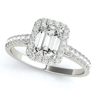 1.80CTW Lab - Grown Diamond Emerald - Cut 14K Gold White Halo Engagement Ring - WJD Exclusives