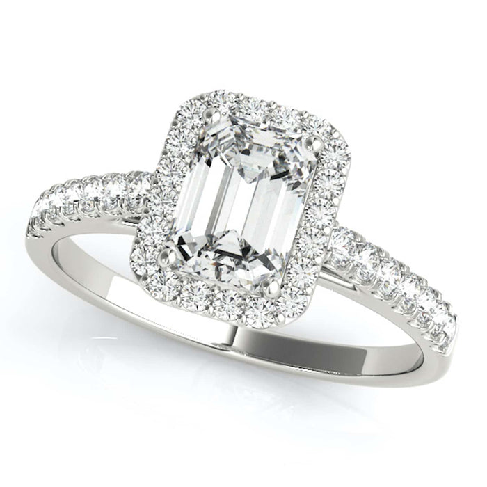 1.80CTW Lab - Grown Diamond Emerald - Cut 14K Gold White Halo Engagement Ring - WJD Exclusives