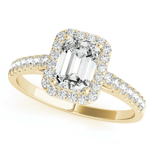 1.80CTW Lab-Grown Diamond Emerald-Cut 14K Gold Yellow Halo Engagement Ring