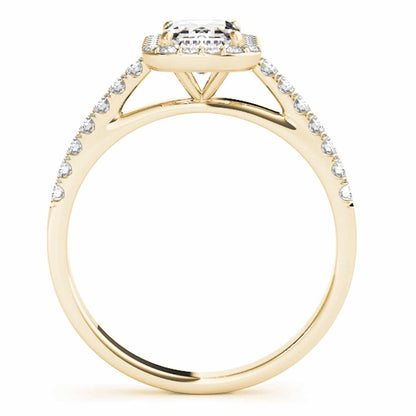 1.80CTW Lab-Grown Diamond Emerald-Cut 14K Gold Yellow Halo Engagement Ring