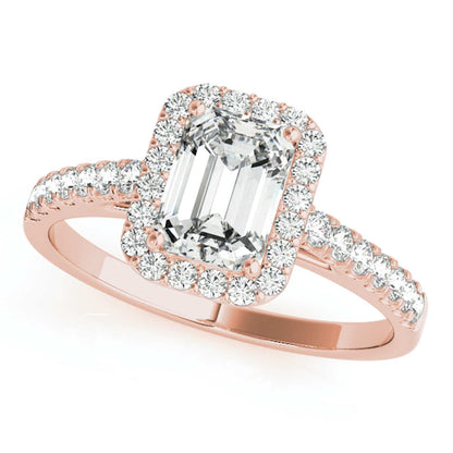 1.80CTW Lab-Grown Diamond Emerald-Cut 14K Gold Rose Halo Engagement Ring