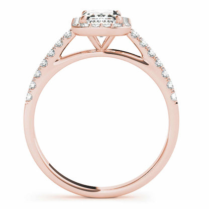 1.80CTW Lab-Grown Diamond Emerald-Cut 14K Gold Rose Halo Engagement Ring