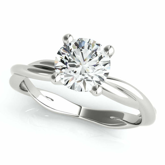 1.5CT Lab-Grown Diamond 18K Gold White Twisted Shank Solitaire Engagement Ring