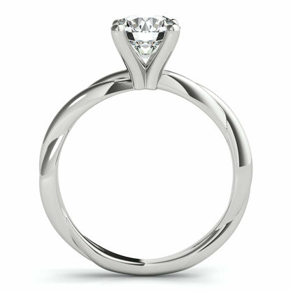 2CT Lab-Grown Diamond 18K Gold White Twisted Shank Solitaire Engagement Ring