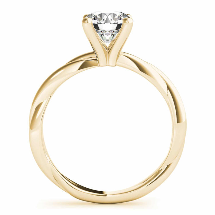 1CT Lab - Grown Diamond 18K Gold Yellow Twisted Shank Solitaire Engagement Ring - WJD Exclusives