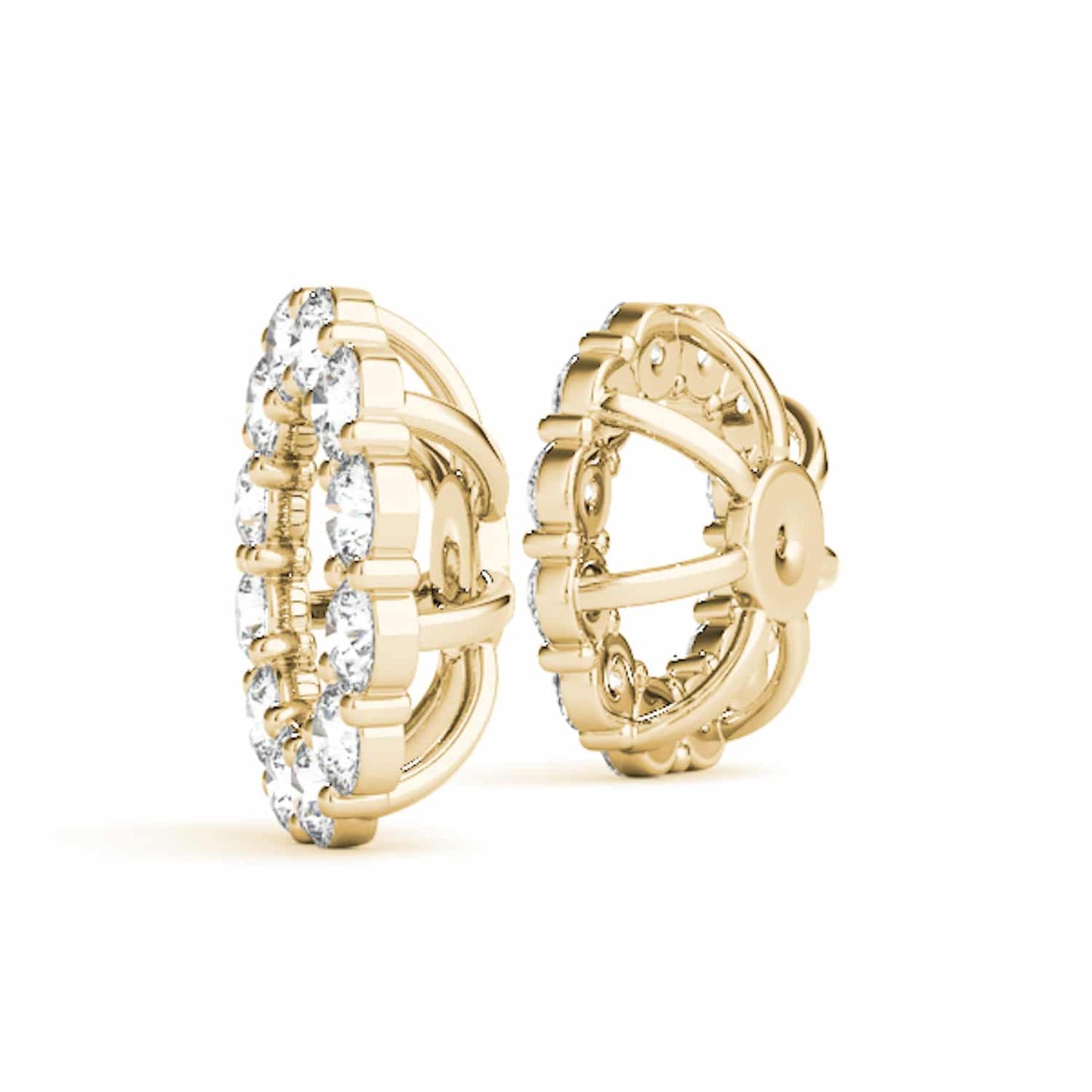 0.75-2CTW Real Diamond 14K Gold Jackets for Stud Earrings