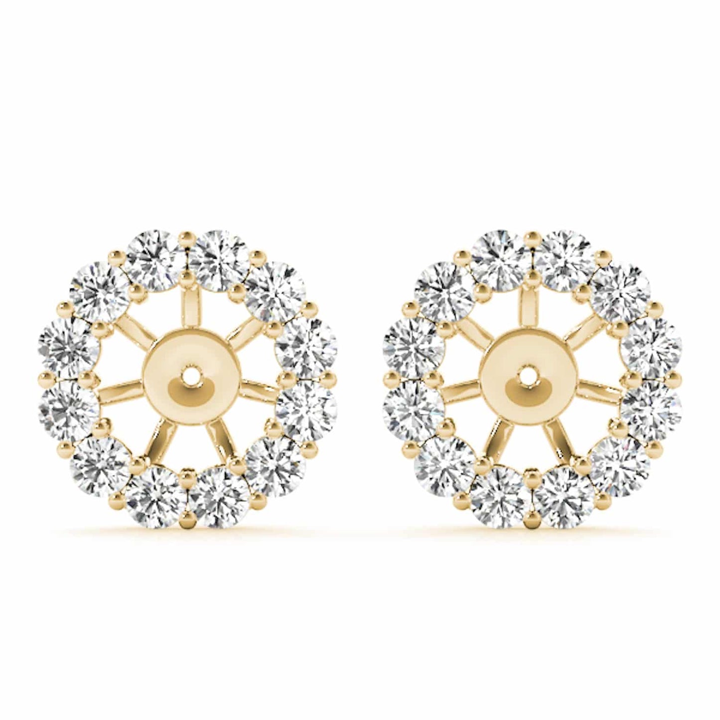0.75-2CTW Real Diamond 14K Gold Jackets for Stud Earrings