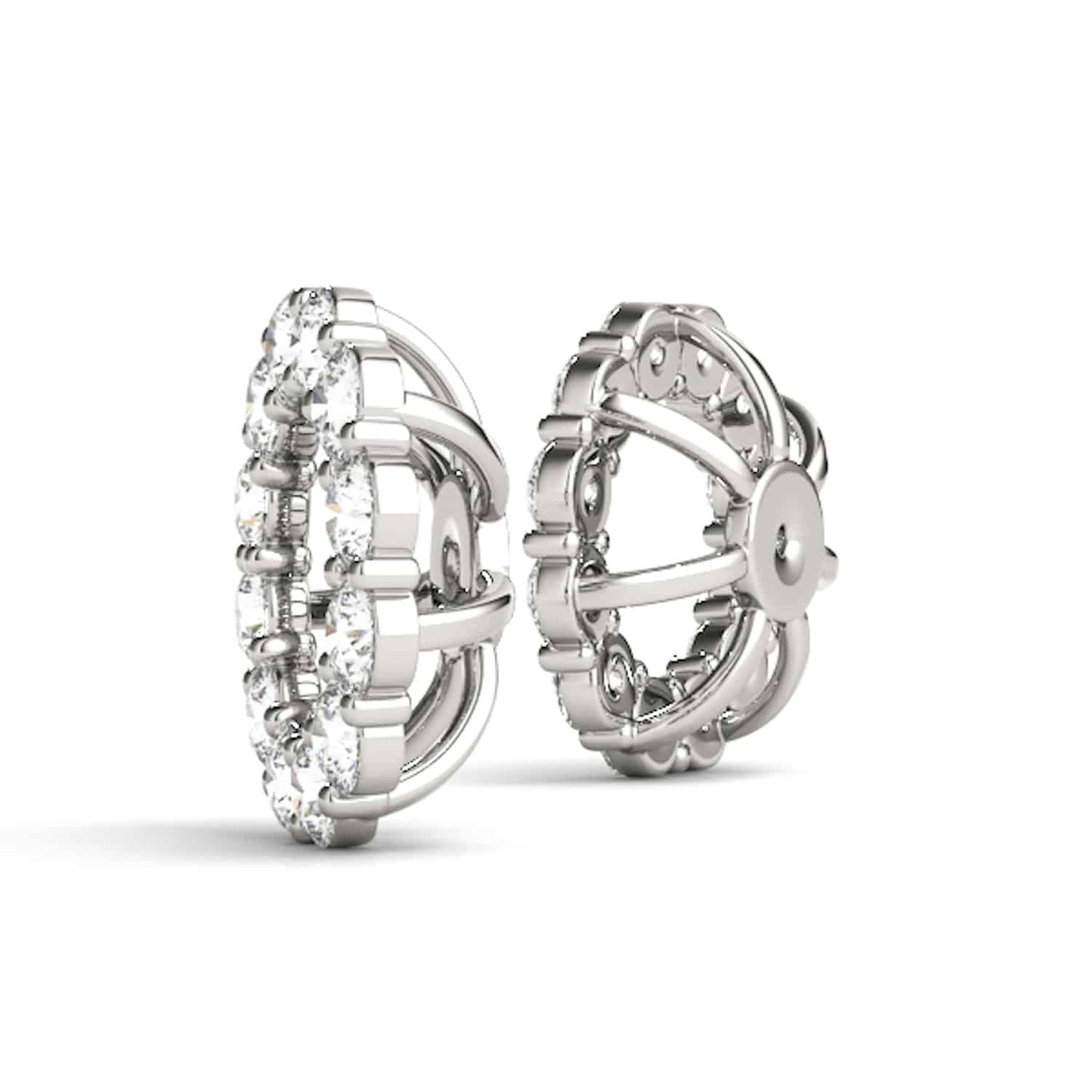 0.75-2CTW Real Diamond 14K White Gold Jackets for Stud Earrings