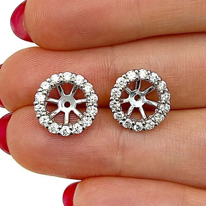 0.75-2CTW Real Diamond 14K White Gold Jackets for Stud Earrings