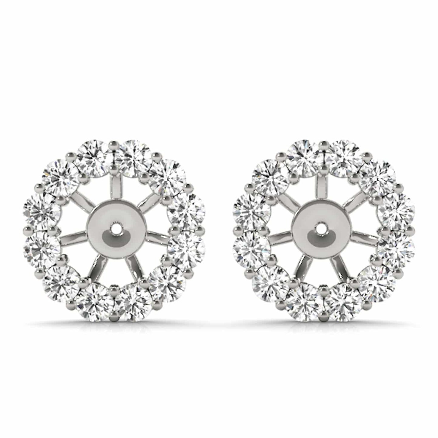 0.75-2CTW Real Diamond 14K White Gold Jackets for Stud Earrings