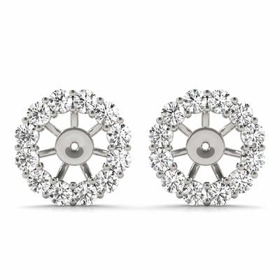 0.75 - 2CTW Natural Diamond 14K White Gold Jackets for Stud Earrings - WJD Exclusives