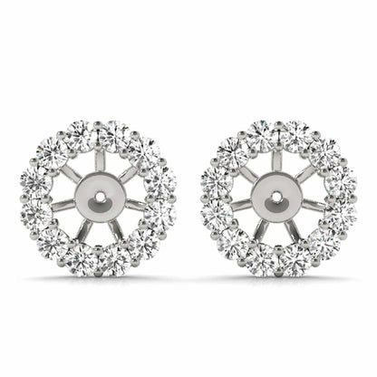 0.75-2CTW Real Diamond 14K White Gold Jackets for Stud Earrings