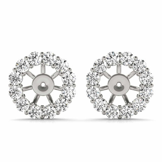 0.75-2CTW Real Diamond 14K White Gold Jackets for Stud Earrings