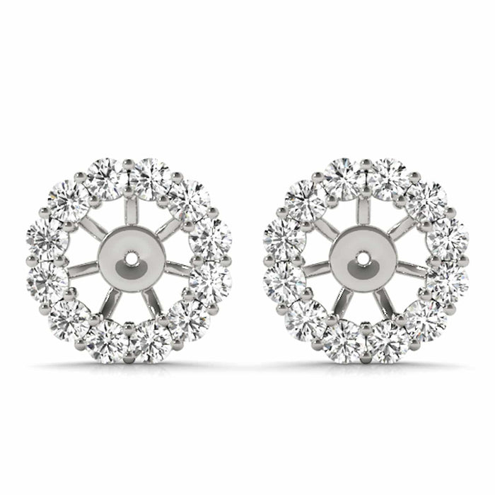 0.75 - 2CTW Natural Diamond 14K White Gold Jackets for Stud Earrings - WJD Exclusives