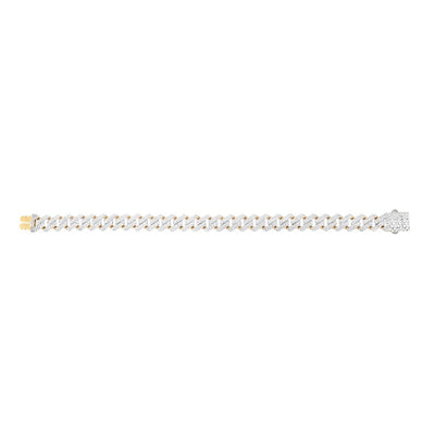 14K Yellow Gold 9.5mm Diamond - Cut White Pavé Modern Edge Miami Bracelet (Hollow) 8.25" - WJD Exclusives