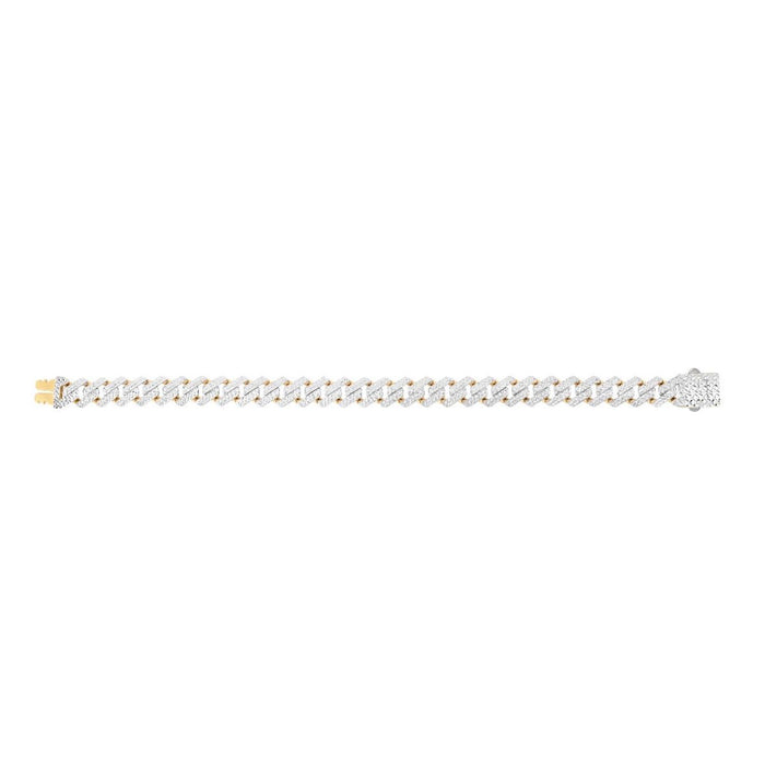 14K Yellow Gold 9.5mm Diamond - Cut White Pavé Modern Edge Miami Bracelet (Hollow) 8.25" - WJD Exclusives
