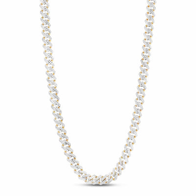 14K Yellow Gold 9.5mm Diamond - Cut White Pavé Modern Edge Miami Chain (Hollow) 22" - 24" - WJD Exclusives