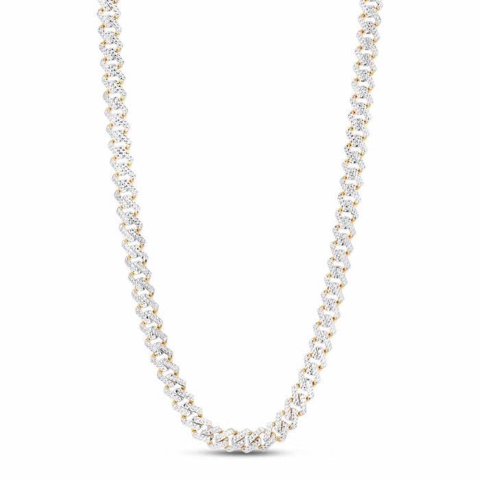 14K Yellow Gold 9.5mm Diamond - Cut White Pavé Modern Edge Miami Chain (Hollow) 22" - 24" - WJD Exclusives