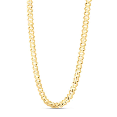 14K Yellow Gold 11.5mm Diamond - Cut Lite Edge Miami Chain (Hollow) 24" - WJD Exclusives