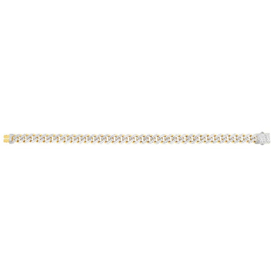 14K Yellow Gold 8mm Diamond - Cut White Pavé Lite Miami Cuban Bracelet (Hollow) 8.25" - WJD Exclusives