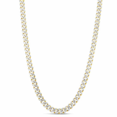 14K Yellow Gold 8mm Diamond - Cut White Pavé Lite Miami Cuban Chain (Hollow) 22" - WJD Exclusives
