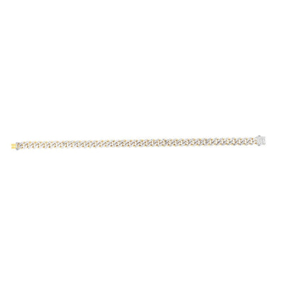 14K Yellow Gold 6.5mm Diamond - Cut White Pavé Miami Cuban Bracelet (Hollow) 8.25" - WJD Exclusives