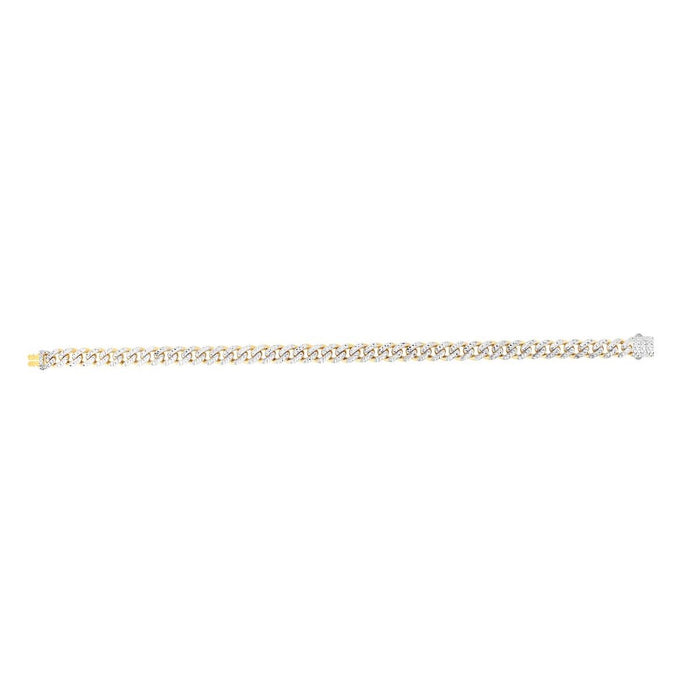 14K Yellow Gold 6.5mm Diamond - Cut White Pavé Miami Cuban Bracelet (Hollow) 8.25" - WJD Exclusives