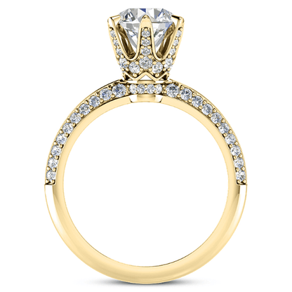 1.50CTW Real Diamond Pave 18K Gold Yellow Diamond-Prong Engagement Ring