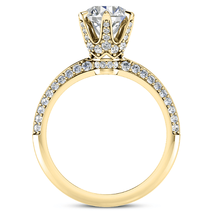 1.50CTW Natural Diamond Pave 18K Gold Yellow Diamond - Prong Engagement Ring - WJD Exclusives