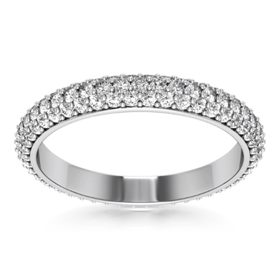 1CTW Natural Diamond 18K Gold White All Around Wedding Ring Band - WJD Exclusives