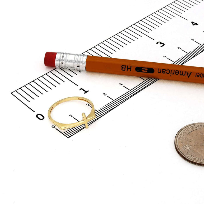 14K Gold Yellow Sideways Cross Ring - WJD Exclusives