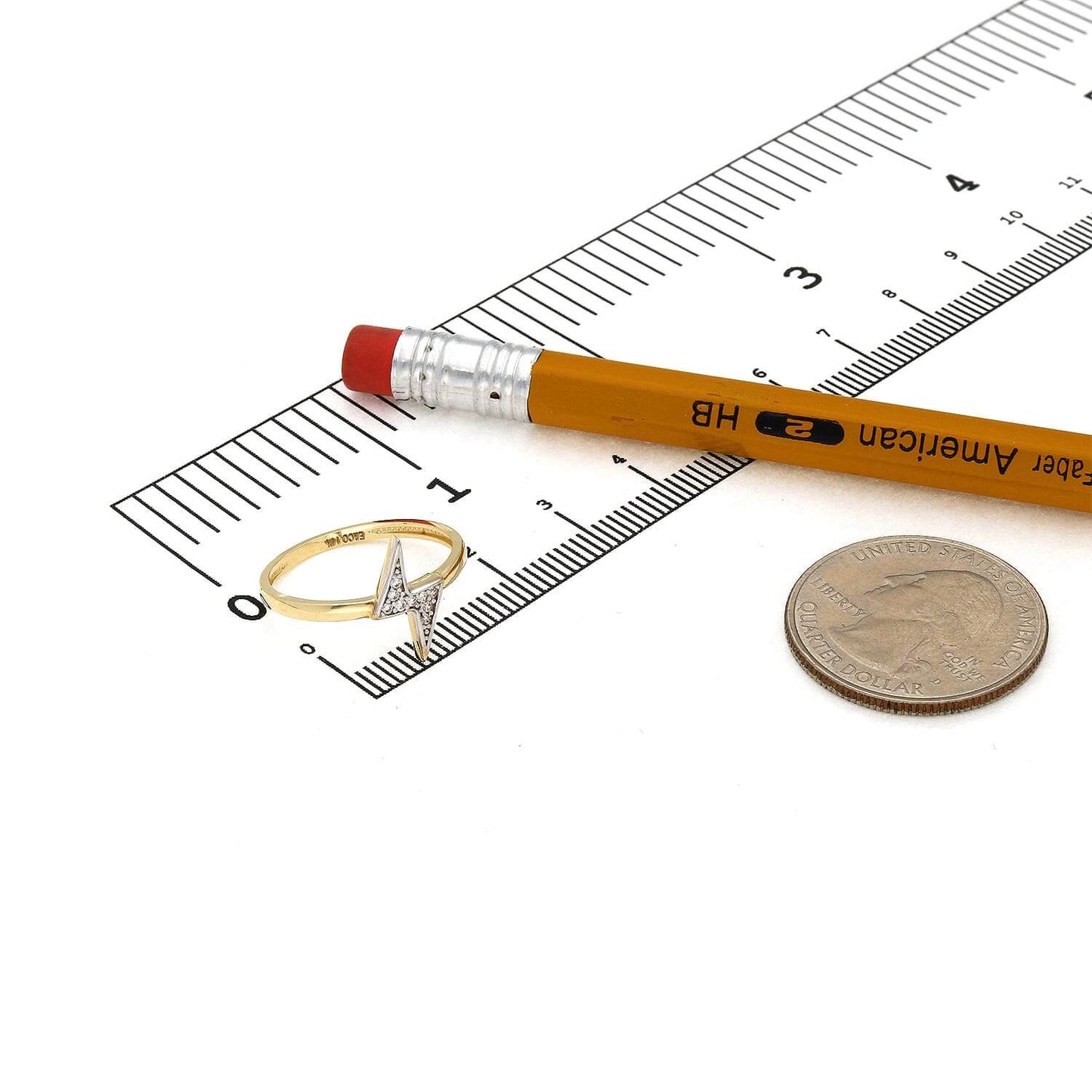 14K Yellow Gold Two-Tone 0.09CTW CZ Lighting Bolt Ring