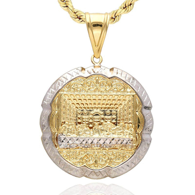 14K Gold Diamond - Cut 3D Apostles The Last Supper Round Pendant 1" - 2" - WJD Exclusives