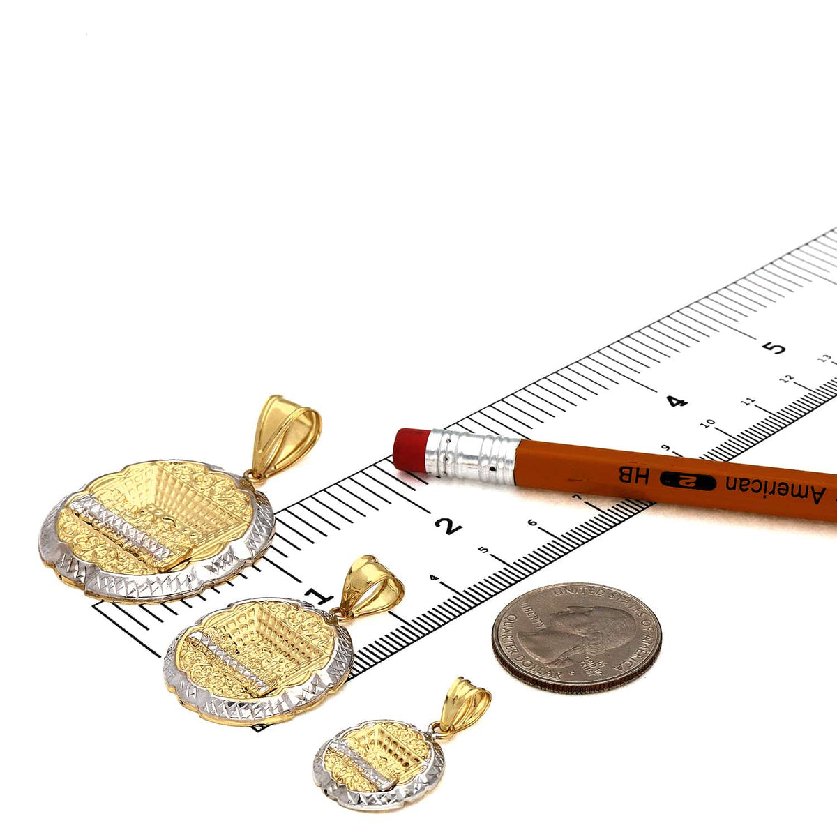 14K Gold Diamond - Cut 3D Apostles The Last Supper Round Pendant 1" - 2" - WJD Exclusives