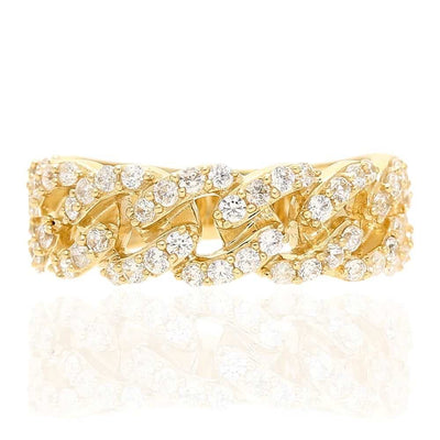 14K Yellow Gold CZ Cuban Style Men's Ring