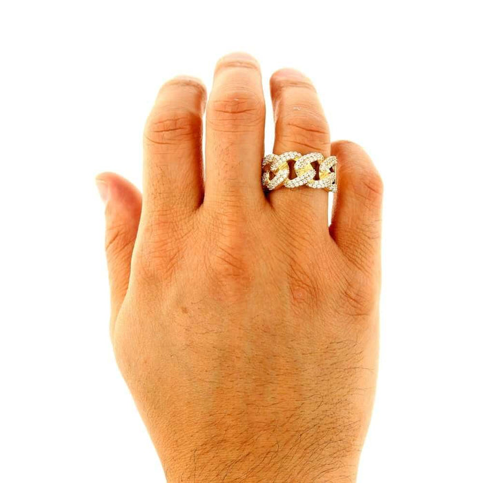 1.60CTW CZ 14K Yellow Gold Cuban Men's Ring