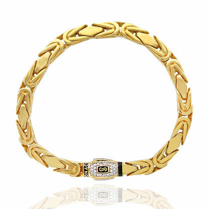 14K Yellow Gold 6mm MONACO Byzantine CZ Bullet Clasp Bracelet 8"