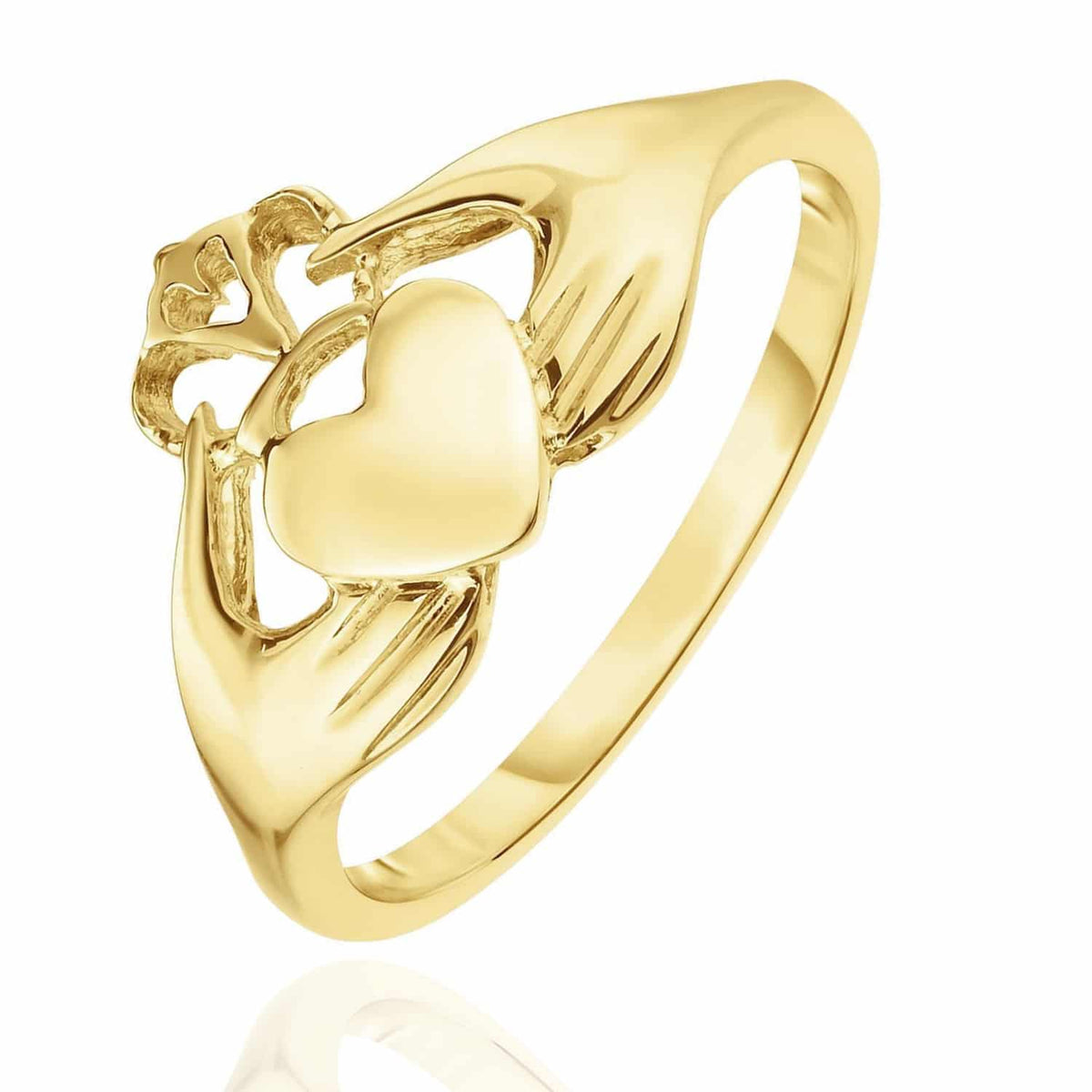 14K Gold Friendship Heart Irish Claddagh Ring - WJD Exclusives