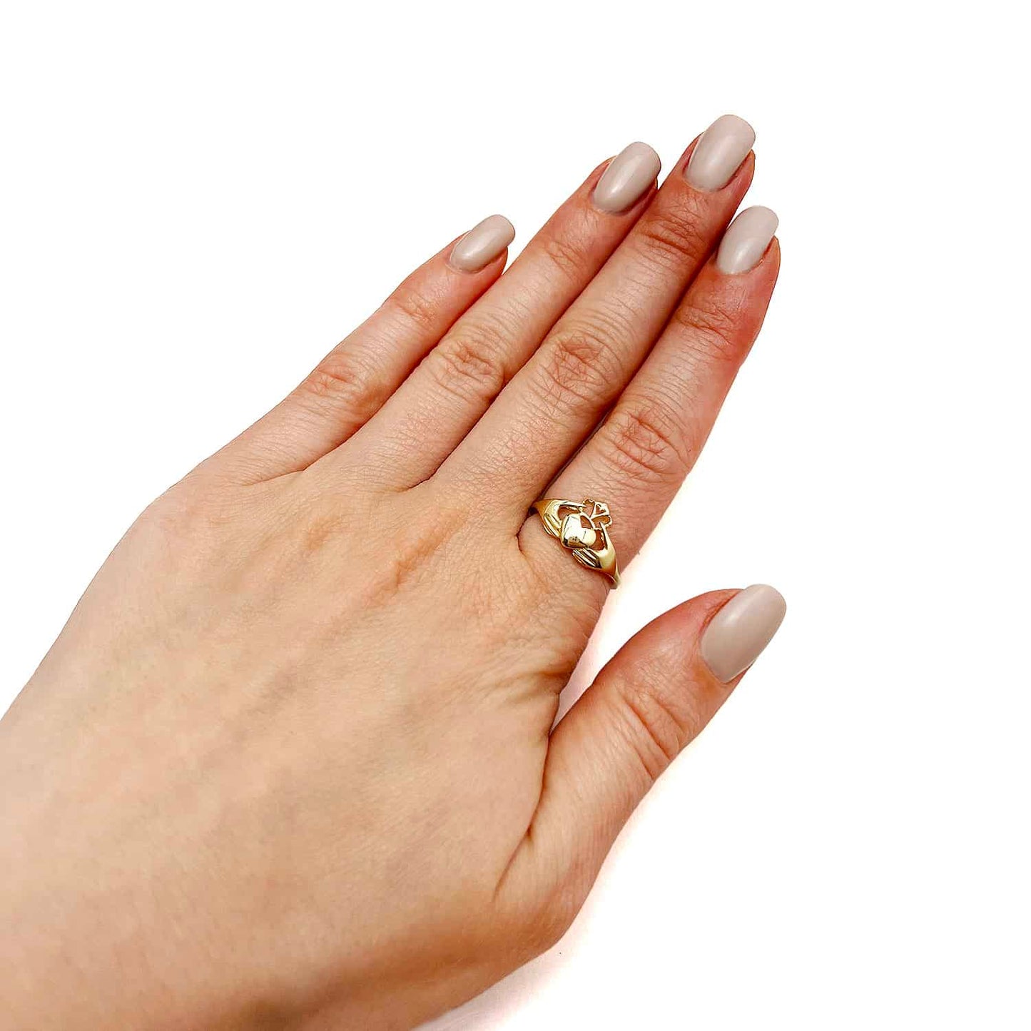 14K Gold Friendship Heart Irish Claddagh Ring